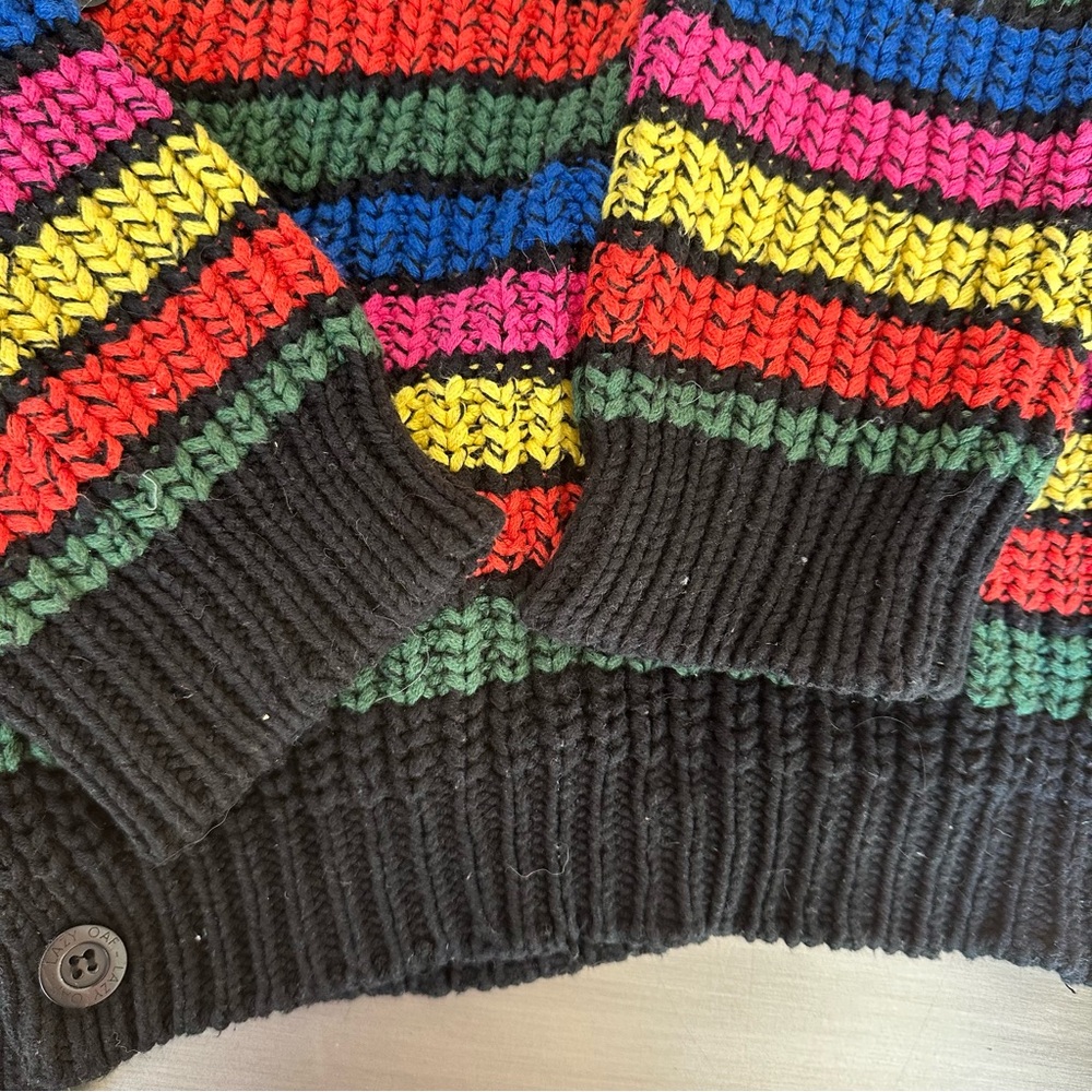 Lazy Oaf Rainbow Stripe Oversized Cardigan Sweater size Large - Picture 3 of 4